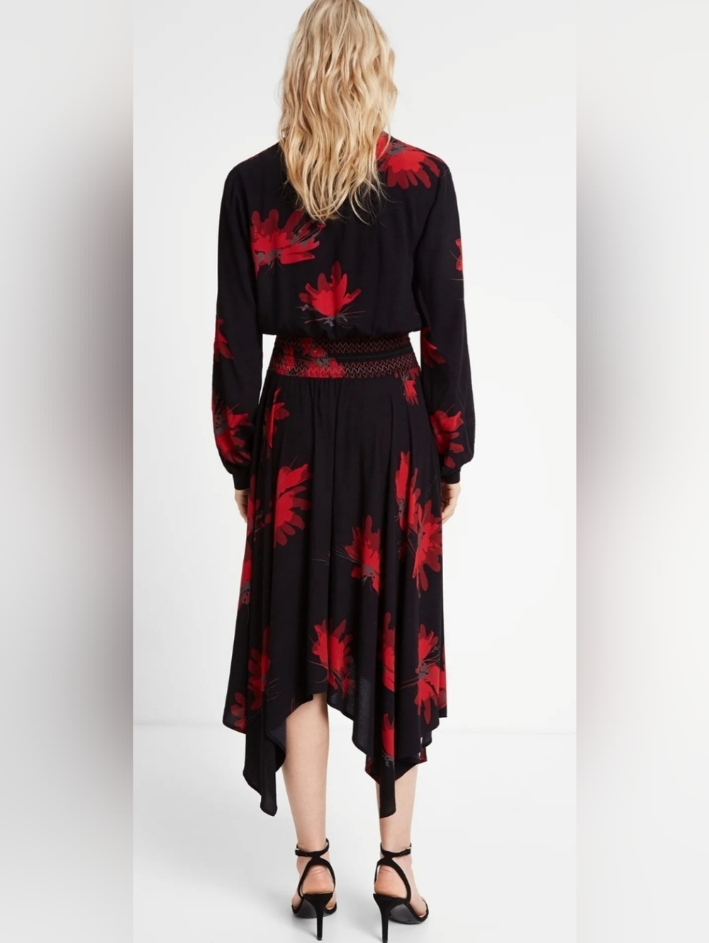 Desigual Assymetric Midi Butterfly Dress Size 12 Black & Red (44 European) - Picture 5 of 16